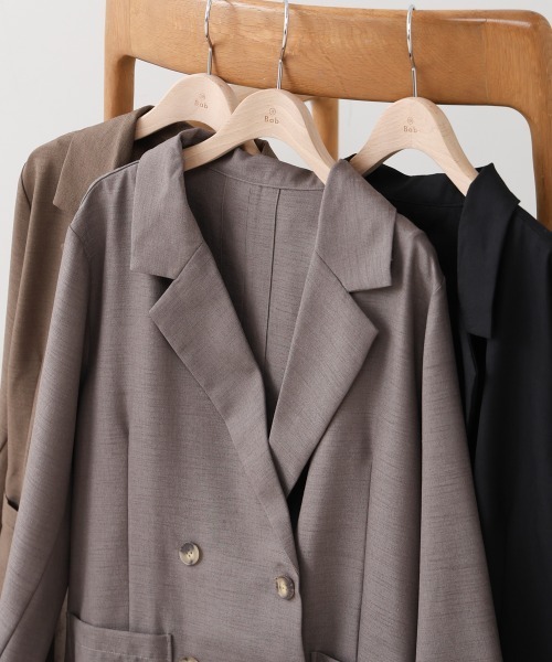 Bab（バブ）の「バックリボンダブルジャケット（テーラードジャケット・レディース・グレイッシュベージュ/モカ/ブラック・M）」の14枚目の写真