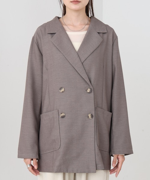 Bab（バブ）の「バックリボンダブルジャケット（テーラードジャケット・レディース・グレイッシュベージュ/モカ/ブラック・M）」の18枚目の写真