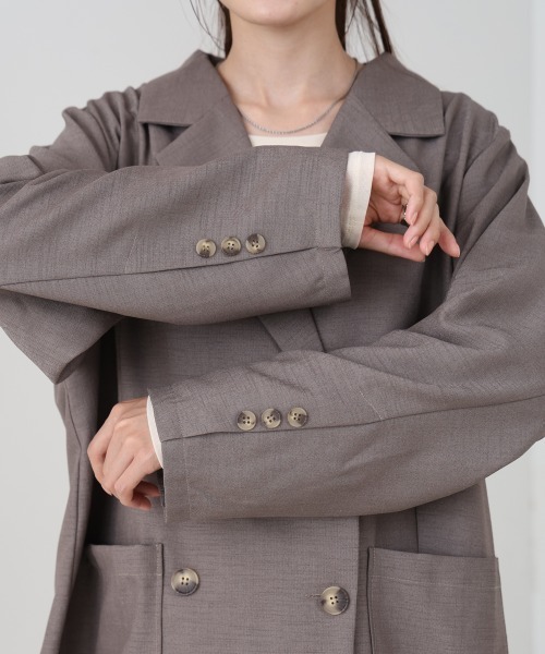 Bab（バブ）の「バックリボンダブルジャケット（テーラードジャケット・レディース・グレイッシュベージュ/モカ/ブラック・M）」の21枚目の写真