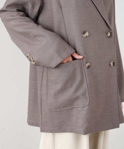 Bab（バブ）の「バックリボンダブルジャケット（テーラードジャケット・レディース・グレイッシュベージュ/モカ/ブラック・M）」の4枚目の写真