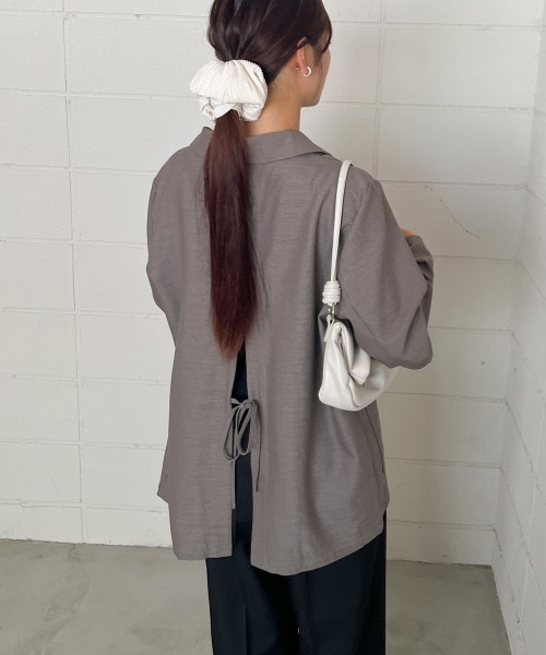 Bab（バブ）の「バックリボンダブルジャケット（テーラードジャケット・レディース・グレイッシュベージュ/モカ/ブラック・M）」の22枚目の写真