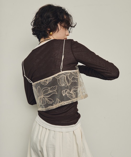 Trish(トリッシュ)の「チュール花柄刺繍ビスチェ(キャミソール・レディース・アイボリー/ブラック・MEDIUM)」の18枚目の写真