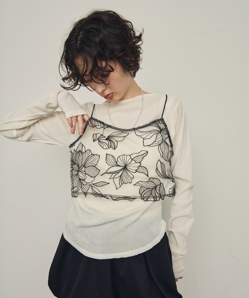 チュール花柄刺繍ビスチェ（キャミソール）｜Trish（トリッシュ）の