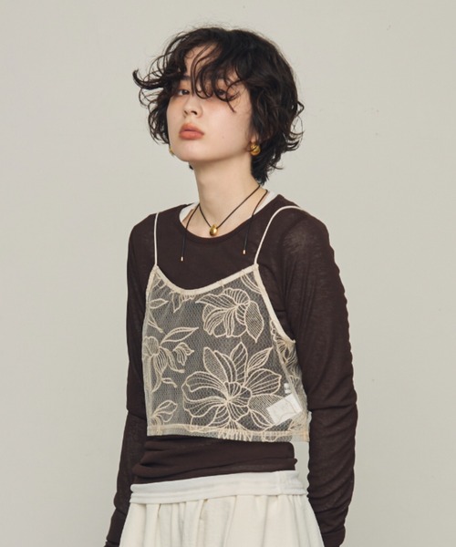 チュール花柄刺繍ビスチェ（キャミソール）｜Trish（トリッシュ）の