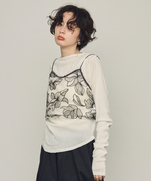 花柄コットンビスチェ ノースリーブ フリル花柄ノースリーブブラウス | レディースファッション通販 - DHOLIC