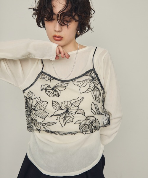 チュール花柄刺繍ビスチェ（キャミソール）｜Trish（トリッシュ）の