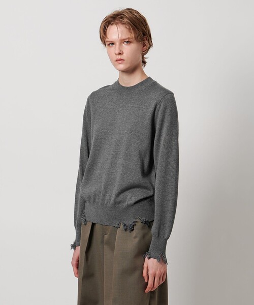 LOEFF＞ダメージ クルーネック プルオーバー UNISEX（ニット/セーター