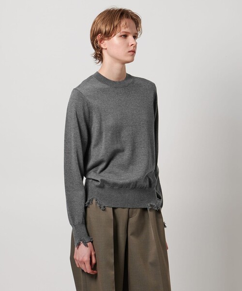 LOEFF ダメージクルーネック　プルオーバー　ネイビー LOEFF＞ダメージ クルーネック プルオーバー UNISEX（ニット