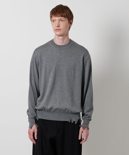 LOEFF＞ダメージ クルーネック プルオーバー UNISEX（ニット/セーター