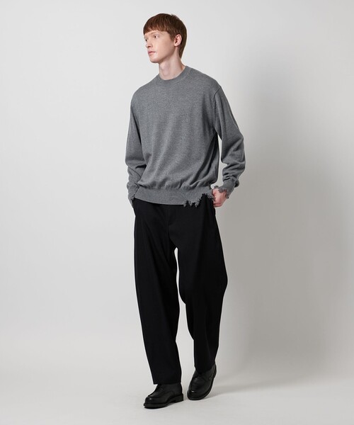 LOEFF（ロエフ）の「＜LOEFF＞ダメージ クルーネック プルオーバー UNISEX（ニット/セーター・レディース・グレー系/ブラック・2/0/1）」の8枚目の写真