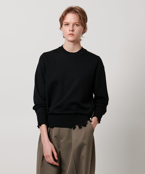 LOEFF ダメージクルーネック　プルオーバー　ネイビー LOEFF＞ダメージ クルーネック プルオーバー UNISEX（ニット