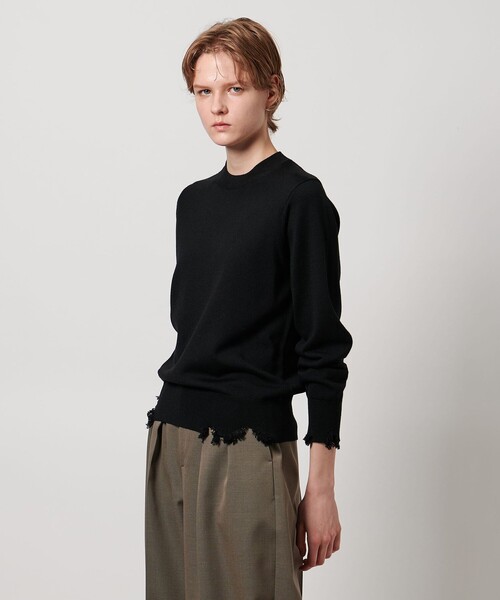 LOEFF（ロエフ）の「＜LOEFF＞ダメージ クルーネック プルオーバー UNISEX（ニット/セーター・レディース・グレー系/ブラック・2/0/1）」の11枚目の写真