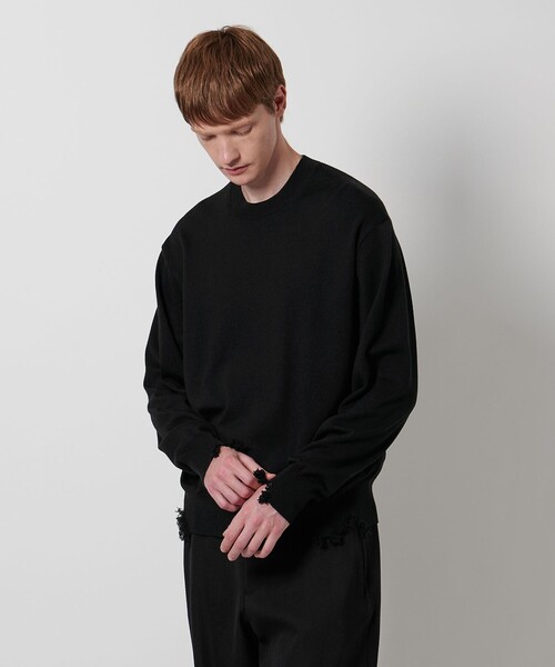 LOEFF＞ダメージ クルーネック プルオーバー UNISEX（ニット/セーター