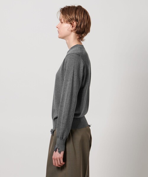 LOEFF ダメージクルーネック　プルオーバー　ネイビー UNITED ARROWS｜<LOEFF>ダメージ クルーネック プルオーバー UNISEX