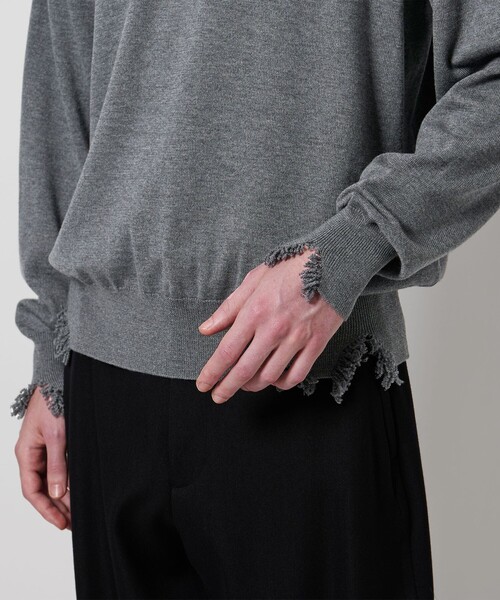 LOEFF＞ダメージ クルーネック プルオーバー UNISEX（ニット/セーター