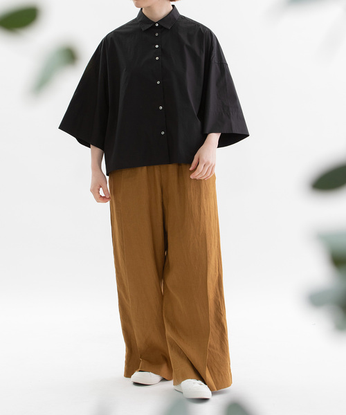 nop de nod(ノップドゥノッド)の「HEMPプリーツタックワイドパンツ(その他パンツ・レディース・キャメル/ブラック/ネイビー・M)」の7枚目の写真