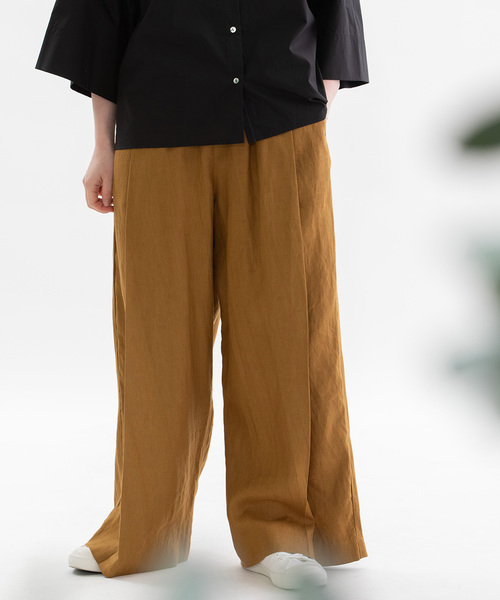 nop de nod(ノップドゥノッド)の「HEMPプリーツタックワイドパンツ(その他パンツ・レディース・キャメル/ブラック/ネイビー・M)」の10枚目の写真