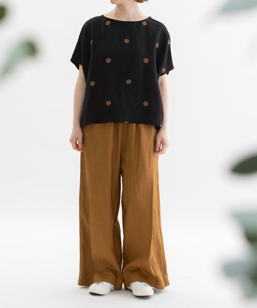 nop de nod(ノップドゥノッド)の「HEMPプリーツタックワイドパンツ(その他パンツ・レディース・キャメル/ブラック/ネイビー・M)」の19枚目の写真