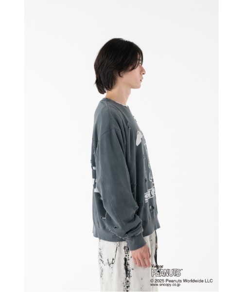 DISCOVERED(ディスカバード)の「PEANUTSxDISCOVERED DAMAGE PIGMENT DYED SWEAT(スウェット・メンズ・ブラック系その他2/ブラック系その他3/ブラック系その他・LARGE/SMALL)」の10枚目の写真
