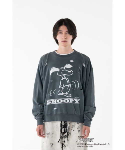 DISCOVERED(ディスカバード)の「PEANUTSxDISCOVERED DAMAGE PIGMENT DYED SWEAT(スウェット・メンズ・ブラック系その他2/ブラック系その他3/ブラック系その他・LARGE/SMALL)」の11枚目の写真