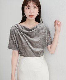natural couture | フロッキーメッシュドレープ半袖プルオーバー(Tシャツ/カットソー)