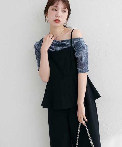 yori フロッキーティアードブラウス 36 ネイビー ヨリ フロッキーレースティアードブラウス ネイビー 36 フロッキー 【新品未使用】yori フロッキーレースティアードブラウス　ネイビー 38