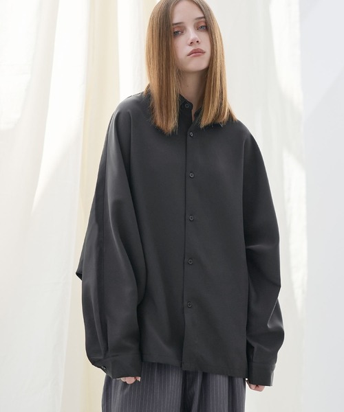 セール】リッチドレープワイドシルエット短丈ドルマン長袖シャツ TPU