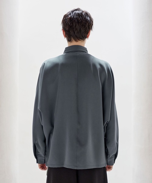 ASTRONOMY（アストロノミー）の「リッチドレープワイドシルエット短丈ドルマン長袖シャツ TPU/総柄ジャガード（シャツ/ブラウス・メンズ・ホワイト/ブルー系/チャコール/ブラック系/ブルーグレー/ブラック/ホワイト系/ワイン系/グレー系・XL/L/M/S）」の21枚目の写真