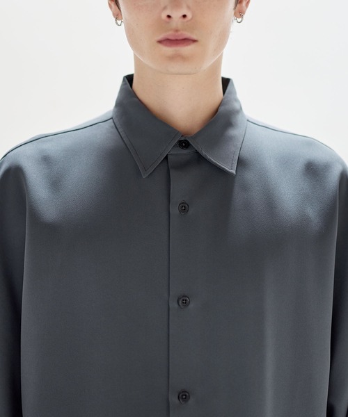 ASTRONOMY（アストロノミー）の「リッチドレープワイドシルエット短丈ドルマン長袖シャツ TPU/総柄ジャガード（シャツ/ブラウス・メンズ・ホワイト/ブルー系/チャコール/ブラック系/ブルーグレー/ブラック/ホワイト系/ワイン系/グレー系・XL/L/M/S）」の22枚目の写真