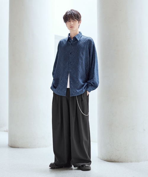 セール】リッチドレープワイドシルエット短丈ドルマン長袖シャツ TPU