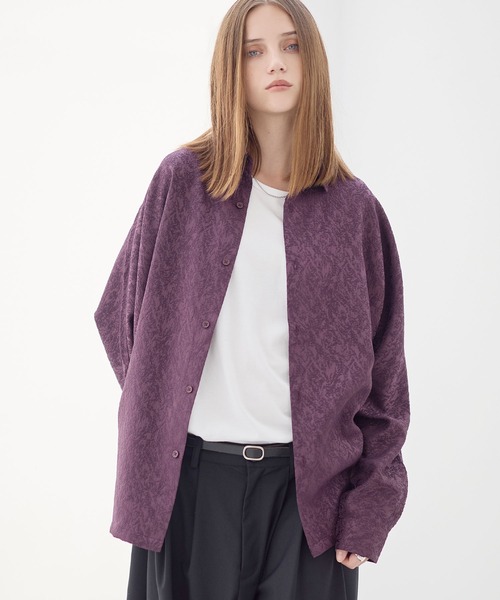 ASTRONOMY（アストロノミー）の「リッチドレープワイドシルエット短丈ドルマン長袖シャツ TPU/総柄ジャガード（シャツ/ブラウス・メンズ・ホワイト/ブルー系/チャコール/ブラック系/ブルーグレー/ブラック/ホワイト系/ワイン系/グレー系・XL/L/M/S）」の13枚目の写真