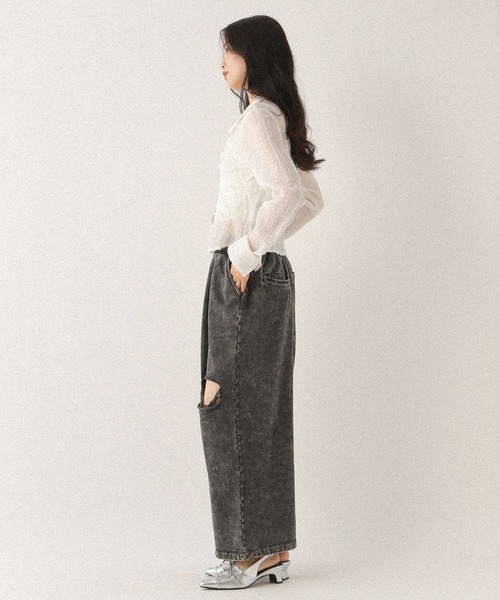 Heather（ヘザー）の「フロントシャーリングZIPシャツ　581600（シャツ/ブラウス・レディース・ブラック/オフホワイト/ブラック系その他・FREE）」の16枚目の写真