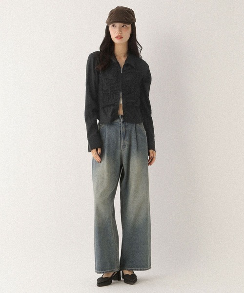 Heather（ヘザー）の「フロントシャーリングZIPシャツ　581600（シャツ/ブラウス・レディース・ブラック/オフホワイト/ブラック系その他・FREE）」の21枚目の写真