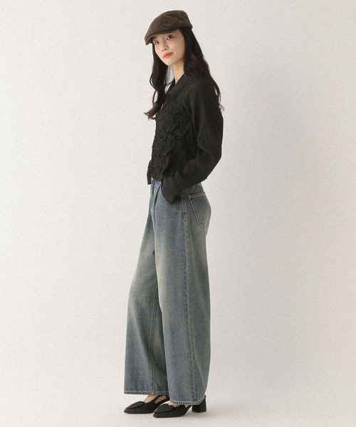 Heather（ヘザー）の「フロントシャーリングZIPシャツ　581600（シャツ/ブラウス・レディース・ブラック/オフホワイト/ブラック系その他・FREE）」の22枚目の写真