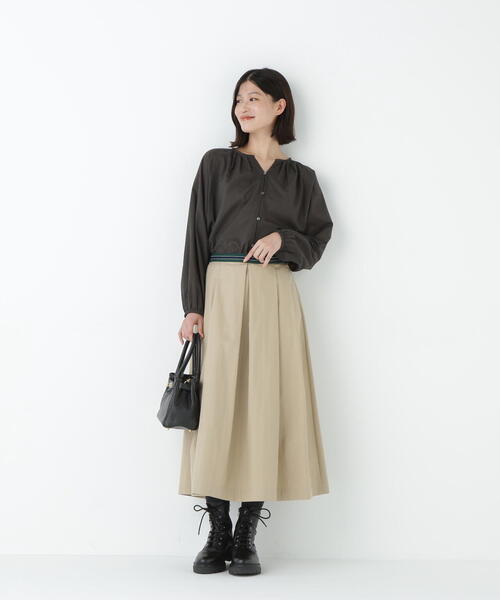 human woman（ヒューマンウーマン）の「◆コットンナイロンツイルスカート（スカート・レディース・ブラウン/ベージュ・MEDIUM）」の22枚目の写真