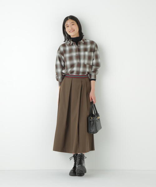 human woman（ヒューマンウーマン）の「◆コットンナイロンツイルスカート（スカート・レディース・ブラウン/ベージュ・MEDIUM）」の13枚目の写真
