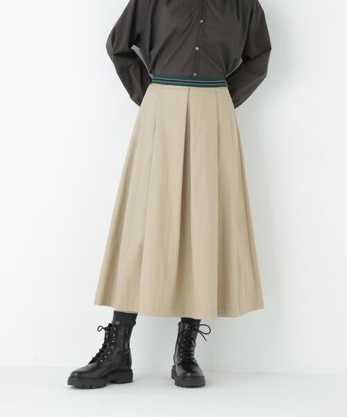 human woman（ヒューマンウーマン）の「◆コットンナイロンツイルスカート（スカート・レディース・ブラウン/ベージュ・MEDIUM）」の2枚目の写真