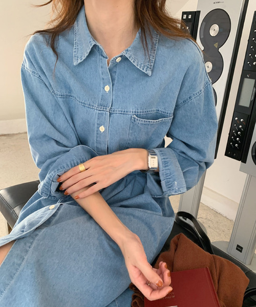 2ly2(トゥーリートゥー)の「デニムシャツワンピ(ワンピース・レディース・ブルー/ネイビー・FREE)」の14枚目の写真
