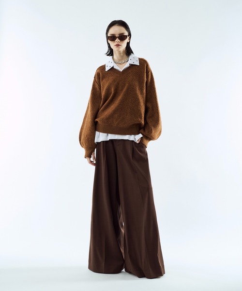 seyto(セイト)の「Merange jacquard V-neck knit / メランジジャガードVネックニット(ニット/セーター・メンズ・レッド/ブラック/ブラウン・2/3)」の5枚目の写真