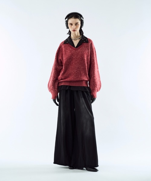 seyto(セイト)の「Merange jacquard V-neck knit / メランジジャガードVネックニット(ニット/セーター・メンズ・レッド/ブラック/ブラウン・2/3)」の6枚目の写真