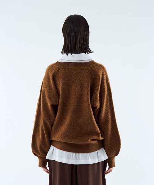 Merange jacquard V-neck knit / メランジジャガードVネックニット