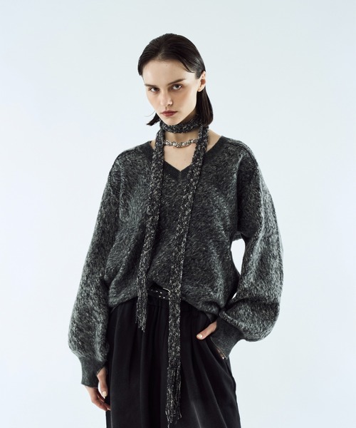 seyto(セイト)の「Merange jacquard V-neck knit / メランジジャガードVネックニット(ニット/セーター・メンズ・レッド/ブラック/ブラウン・2/3)」の7枚目の写真