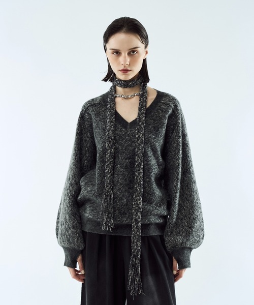 seyto(セイト)の「Merange jacquard V-neck knit / メランジジャガードVネックニット(ニット/セーター・メンズ・レッド/ブラック/ブラウン・2/3)」の9枚目の写真