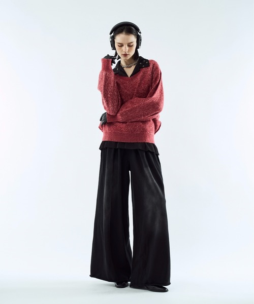 Merange jacquard V-neck knit / メランジジャガードVネックニット