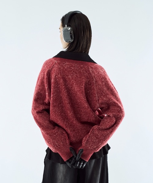 Merange jacquard V-neck knit / メランジジャガードVネックニット