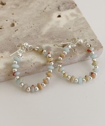 YU-KA:ビーズフープピアス beads hoop pierce