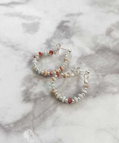 yu-ka（ユーカ）の「YU-KA:ビーズフープピアス beads hoop pierce（ピアス（両耳用）・レディース・シルバー・FREE）」の2枚目の写真