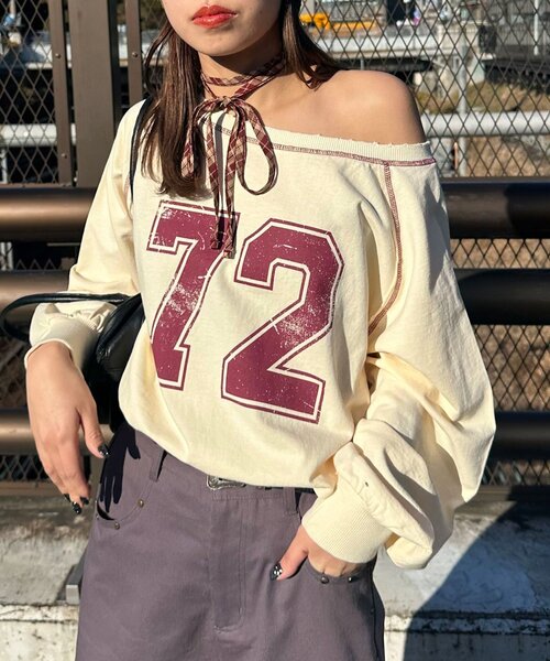 CIAOPANIC（チャオパニック）の「【新色追加】チョーカーSETナンバリングラグランスウェット（Tシャツ/カットソー・レディース・アイボリー/ブラック/ネイビー/グレー/レッド・ONE SIZE）」の17枚目の写真