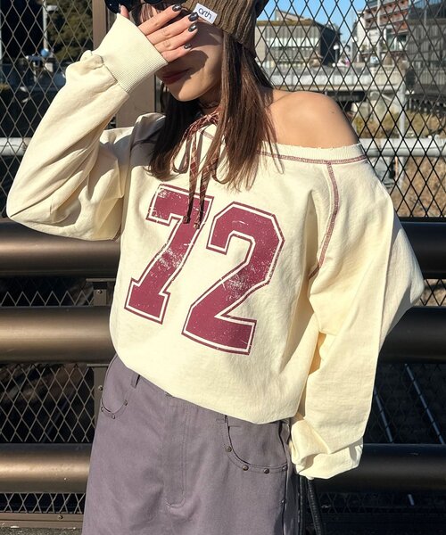 CIAOPANIC（チャオパニック）の「【新色追加】チョーカーSETナンバリングラグランスウェット（Tシャツ/カットソー・レディース・アイボリー/ブラック/ネイビー/グレー/レッド・ONE SIZE）」の19枚目の写真