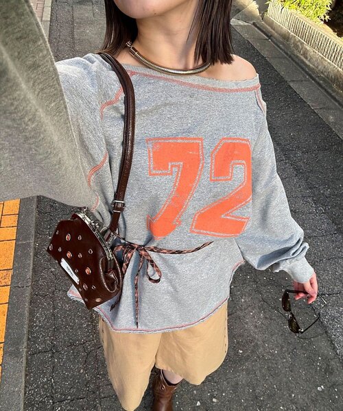 CIAOPANIC（チャオパニック）の「【新色追加】チョーカーSETナンバリングラグランスウェット（Tシャツ/カットソー・レディース・アイボリー/ブラック/ネイビー/グレー/レッド・ONE SIZE）」の9枚目の写真